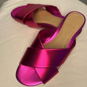 Guess Nib Hot Pink Metallic Criss Cross Summer Sandals